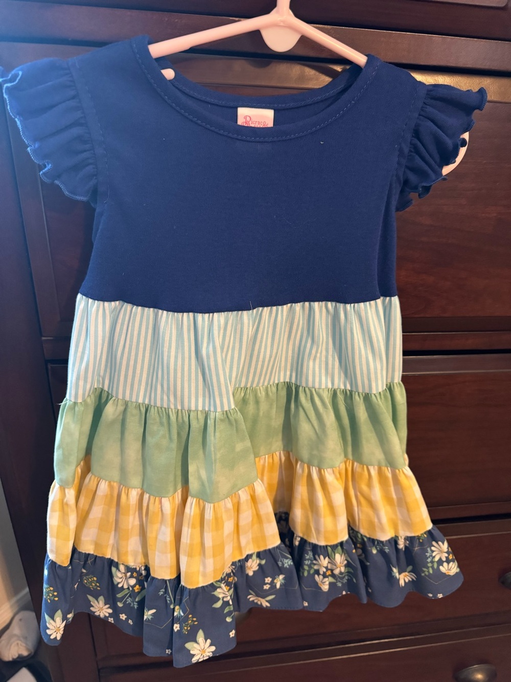 Ricrac & Ruffles - Navy & Multi-Color Tiered Ruffle Dress